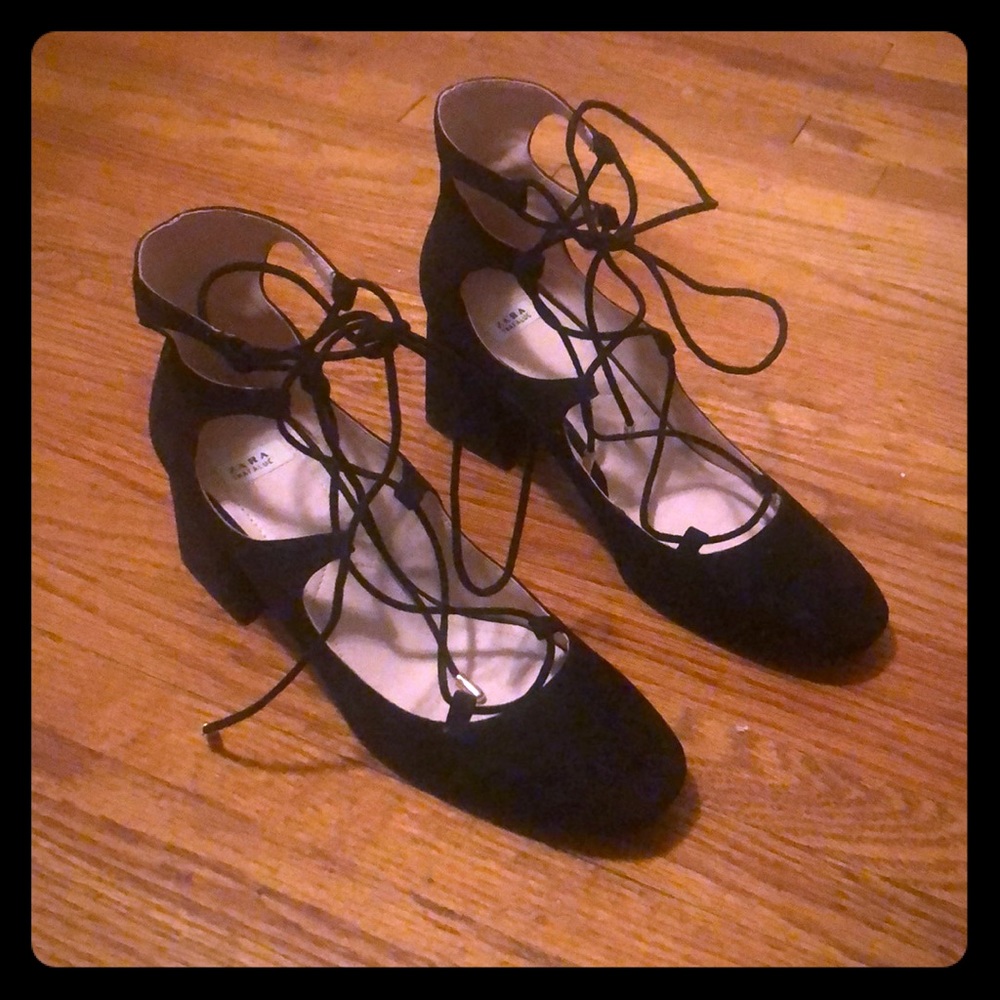 Zara Ballerina Lace-up block heel
